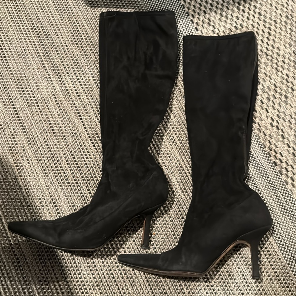 Jimmy Choo Authentic suede pull on tall boots with leather accents - Picture 2 of 7